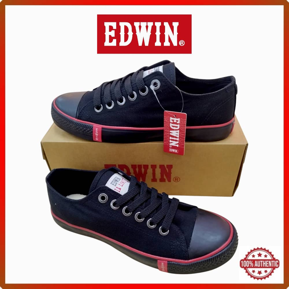 Edwin รองเท้าผ้าใบสีดําโรงเรียนรองเท้า Unisex Kasut Sekolah Hitam Edwin EW2189