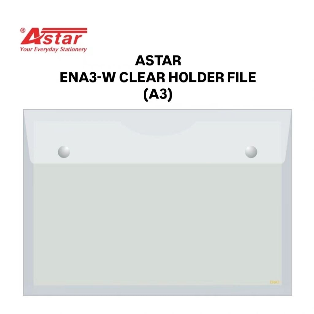 (1PKT) ASTAR ENA3-W A3 Button Bag Clear Holder File 12S 透明袋 X 1PKT