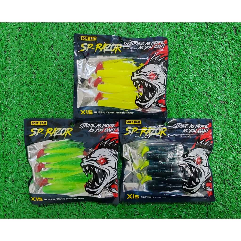 SP-RAZOR SOFT LURE BAIT X15 SUPER TEAR RESISTANT 6 ซม./8 ซม.