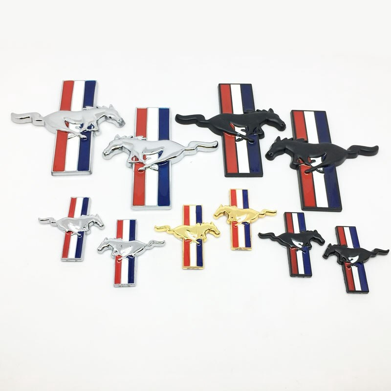 2pcs 3D โลหะวิ่ง Horse Emblem Badge สําหรับ Ford Mustang Shelby GT ด้านหลัง Trunk Decor สติกเกอร์อุป