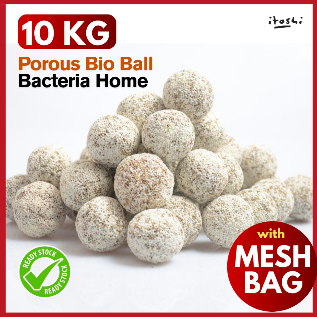 ITOSHI 1 Guni Bio Sphere ขนาดใหญ่ Bio Filter Ball Aquarium Bio Filter Media Ball แบคทีเรียบอล (10KG)
