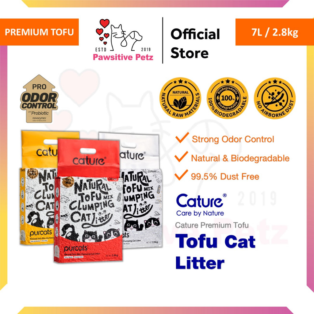 Cature Tofu Cat Litter 7L 2.8กก.ควบคุมกลิ่นClumping Plus Mix Master 3in1 Premium Tofu Pasir Kucing