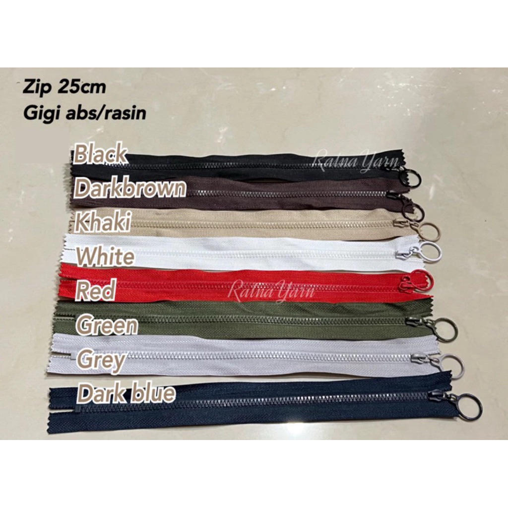 RatnaYarn zip 25cm / 10 นิ้ว / ถุงซิป / Zip gigi abs / rasin/ อุปกรณ์กระเป๋า DIY / งานฝีมือ