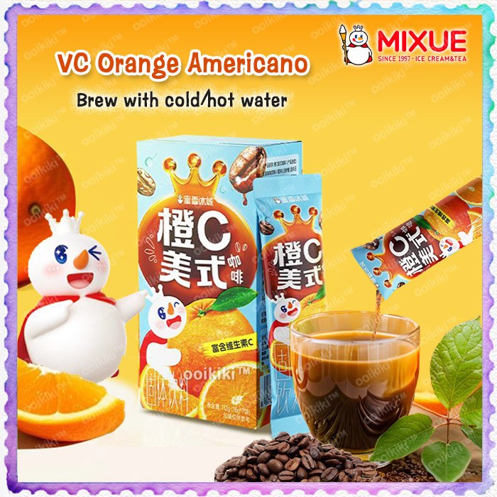 MIXUE VC สีส้ม Americano กาแฟทันทีเย็น Hot Brew ผง ขนมไหว้พระจันทร์ CBeautyan chinkerky C Beauty Cof