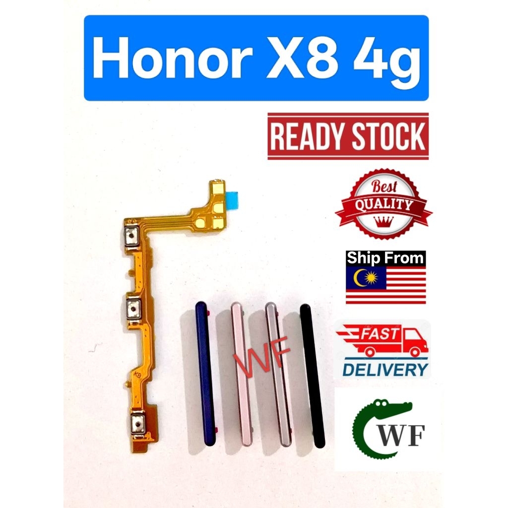 สําหรับ Honor X8 4g TFY-LX1 TFY-LX2 TFY-LX3 ปุ่มปรับระดับเสียงเปิดปิดปริมาณริบบิ้น Flex