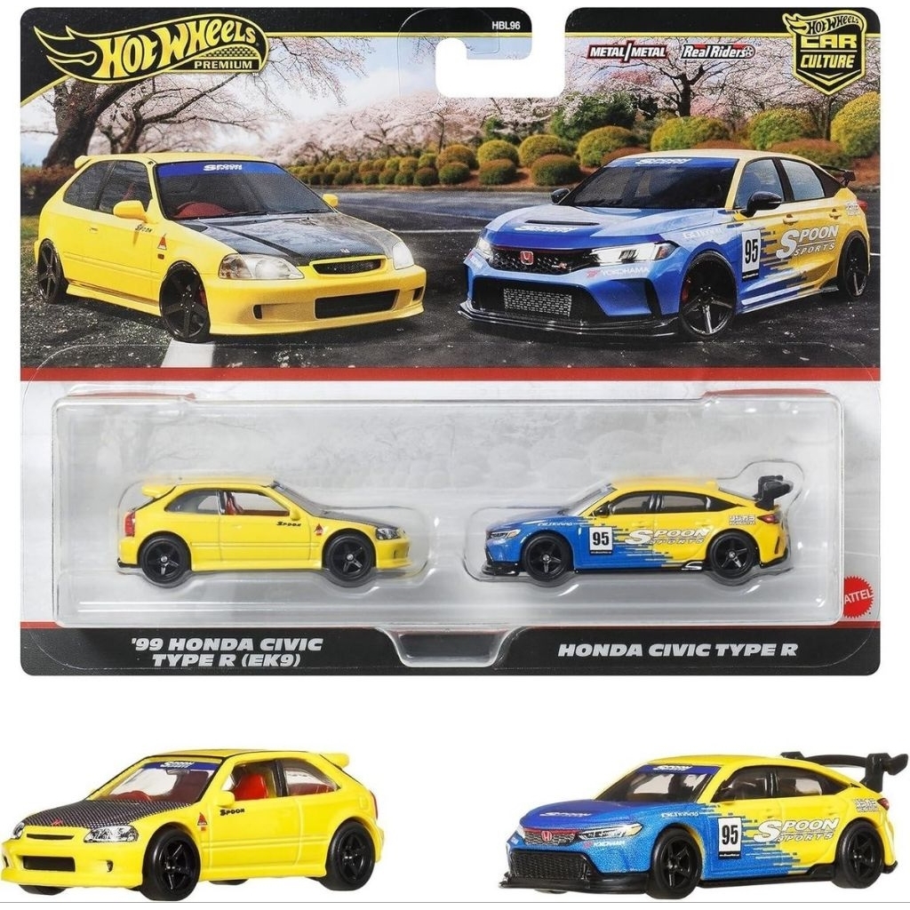 Hot Wheels 2025 วัฒนธรรมรถยนต์ แพ็คคู่ 99 Honda Civic Type R EK9 & FL5