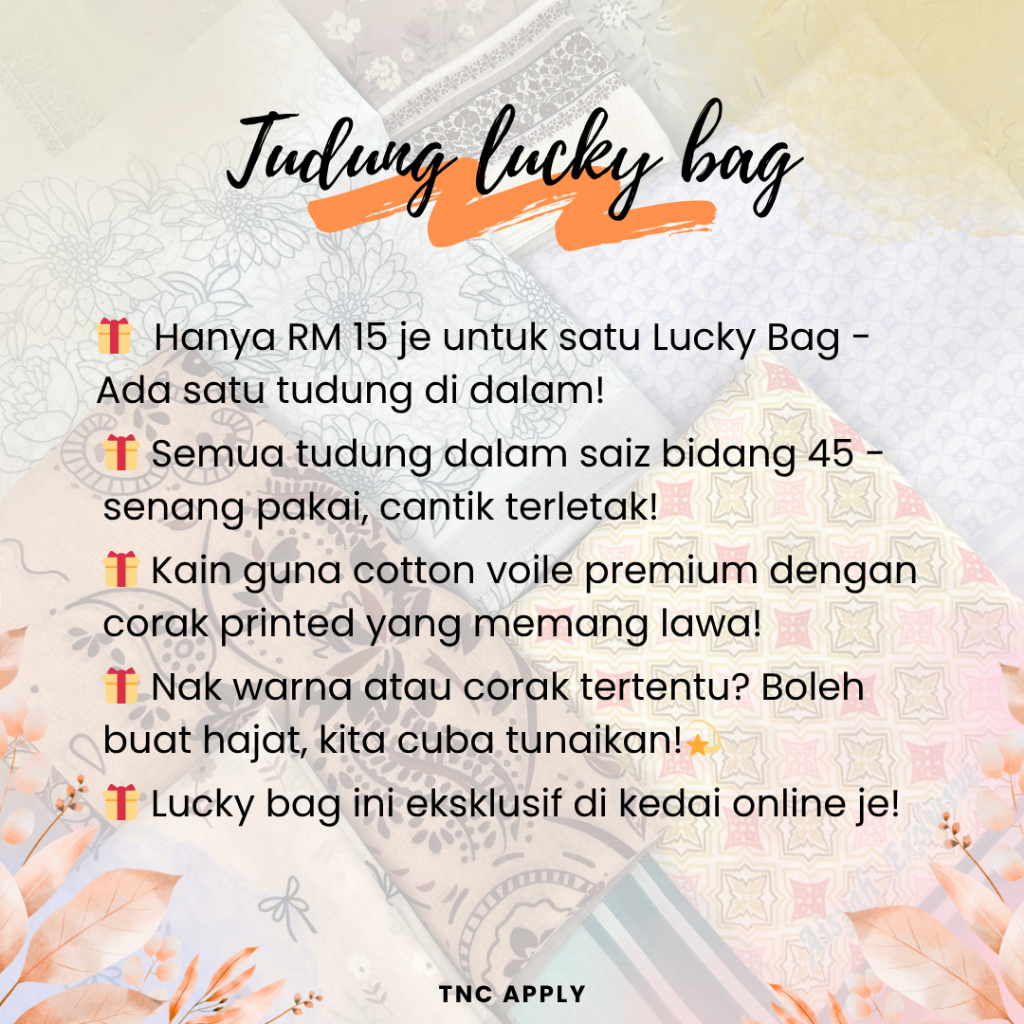 [Lucky Bag] Tudung Bawal Cotton Voile Premium RM15