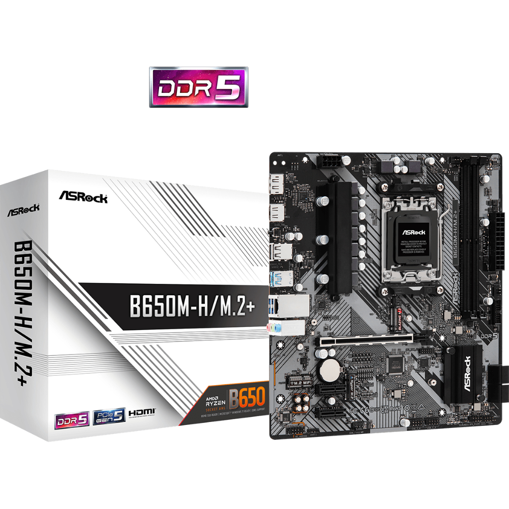 ASRock B650M-H/M.2+ / B650M-H/M.2+ WiFi AMD AM5 mATX เมนบอร์ด / ซ็อกเก็ต AM5 & DDR5