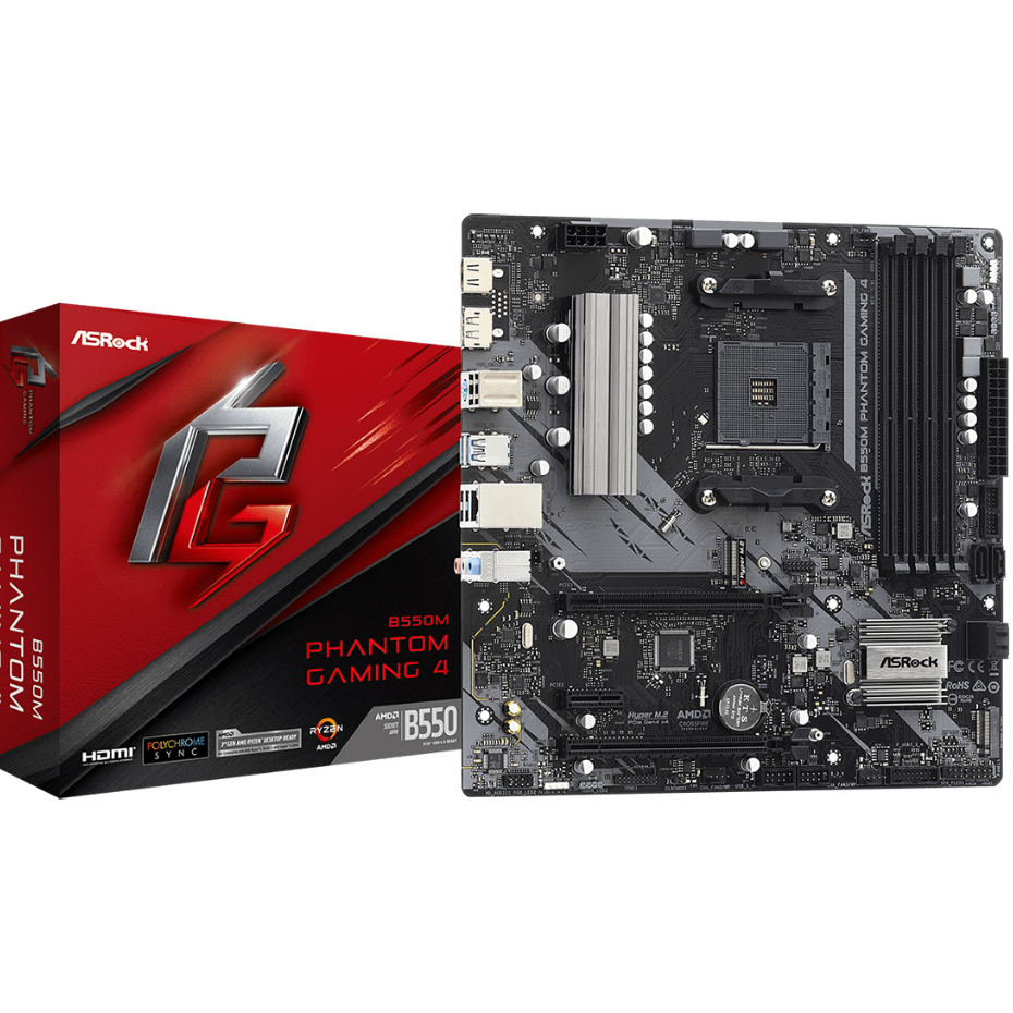ASRock B550M Phantom Gaming 4 mATX เมนบอร์ด/ซ็อกเก็ต AM4 & DDR4