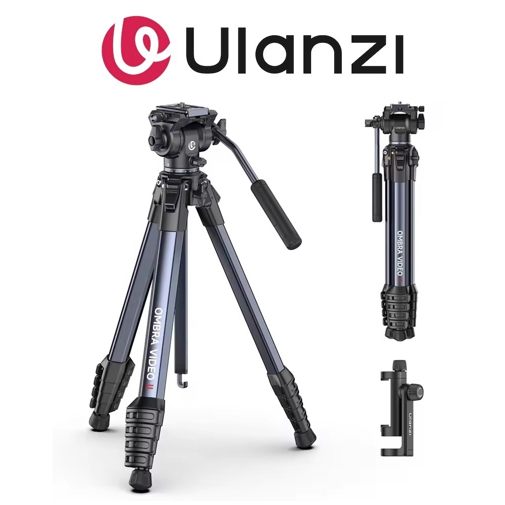 Ulanzi Ombra II 157cm Arca Swiss Quick Release Video ขาตั้งกล้องพร้อมที่วางโทรศัพท์คลิปสําหรับกล้อง 