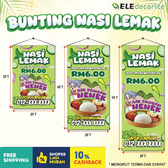 FAT RICE / FAT RICE OUTLET / FOOD SHOP 2ft x 3ft/2ft x 4ft/2ft x 5ft