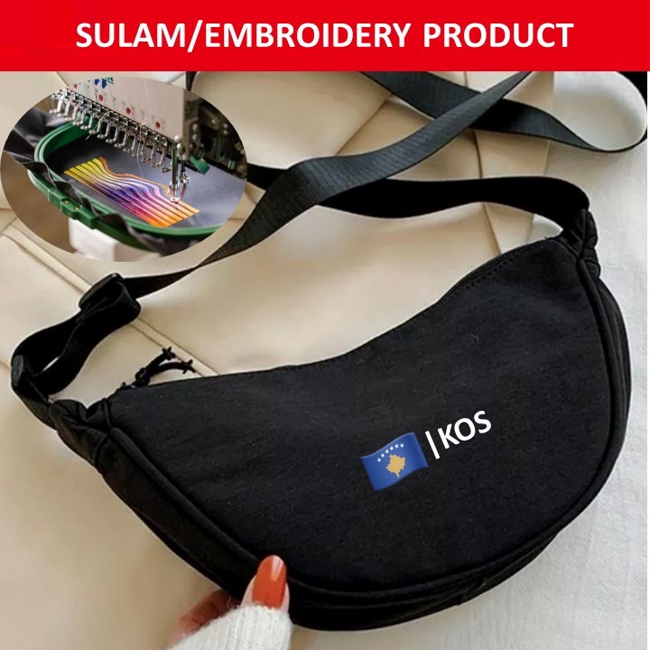 EMBROIDERY(SULAM) EMJOYS KOS KOSOVO FLAG LOGO UNIQLO SLING BAG NYLON BAG CROSSBODY SHOULDER ZIPPER ส