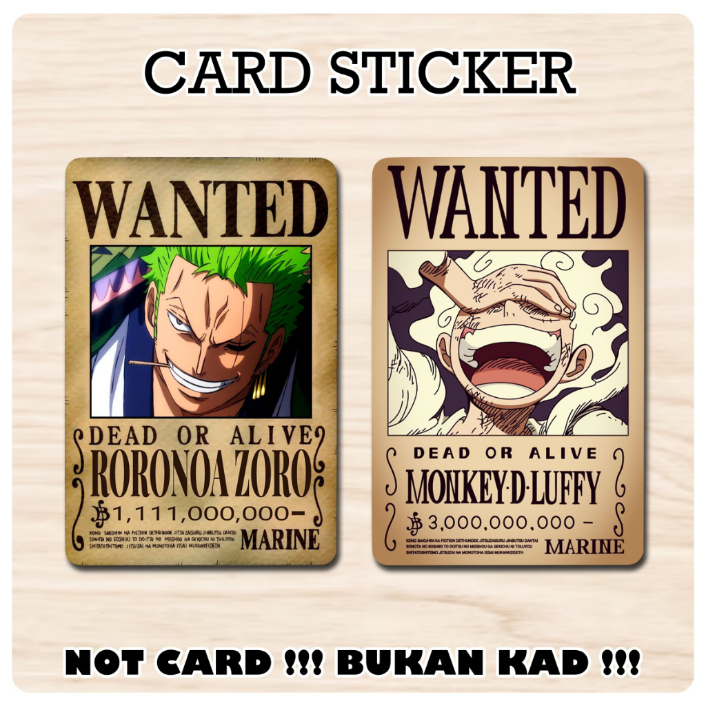 [ One Piece Wanted ] ฝาครอบสติ๊กเกอร์การ์ด Touch n Go (กันน้ํา คุณภาพสูง) ,TNG CARD