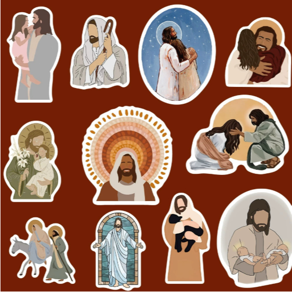 BOHEMIAN STYLE JESUS สติ๊กเกอร์ส่วนบุคคล (แพ็คละ 52 แผ่น) สติ๊กเกอร์ BOHEMIAN STYLE JESUS (52 ชิ้น/แ