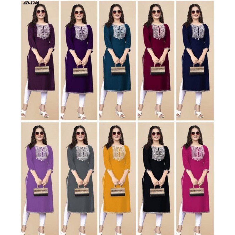 AD-1240~XS TO 3XL~งานปักเรยอนสวยงาม Kurti