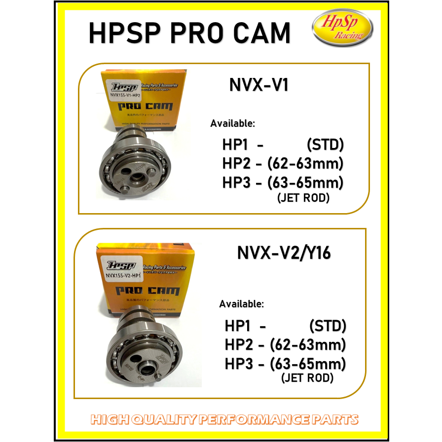 PRO CAMSHAFT NVX155 V1 V2 NVX HPSP RACING