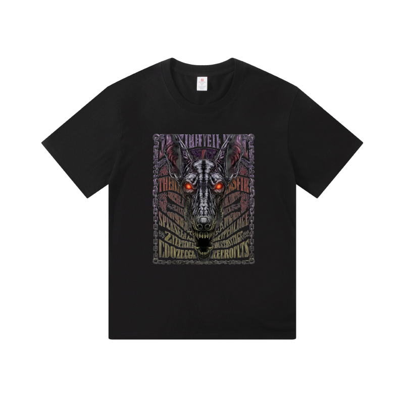 เสื้อยืดคอกลมผู้ชาย Black Wolf Graphic Print Casual Daily Wear