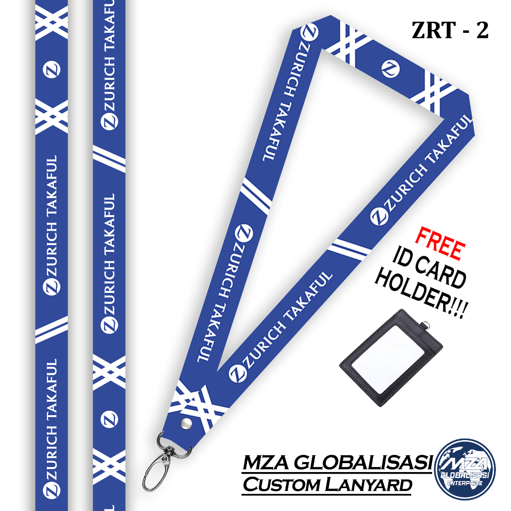 2 DESIGN ZURICH TAKAFUL + ที่ใส่บัตรประชาชนฟรี คุณภาพระดับพรีเมียม ZURICH TAKAFUL LANYARD