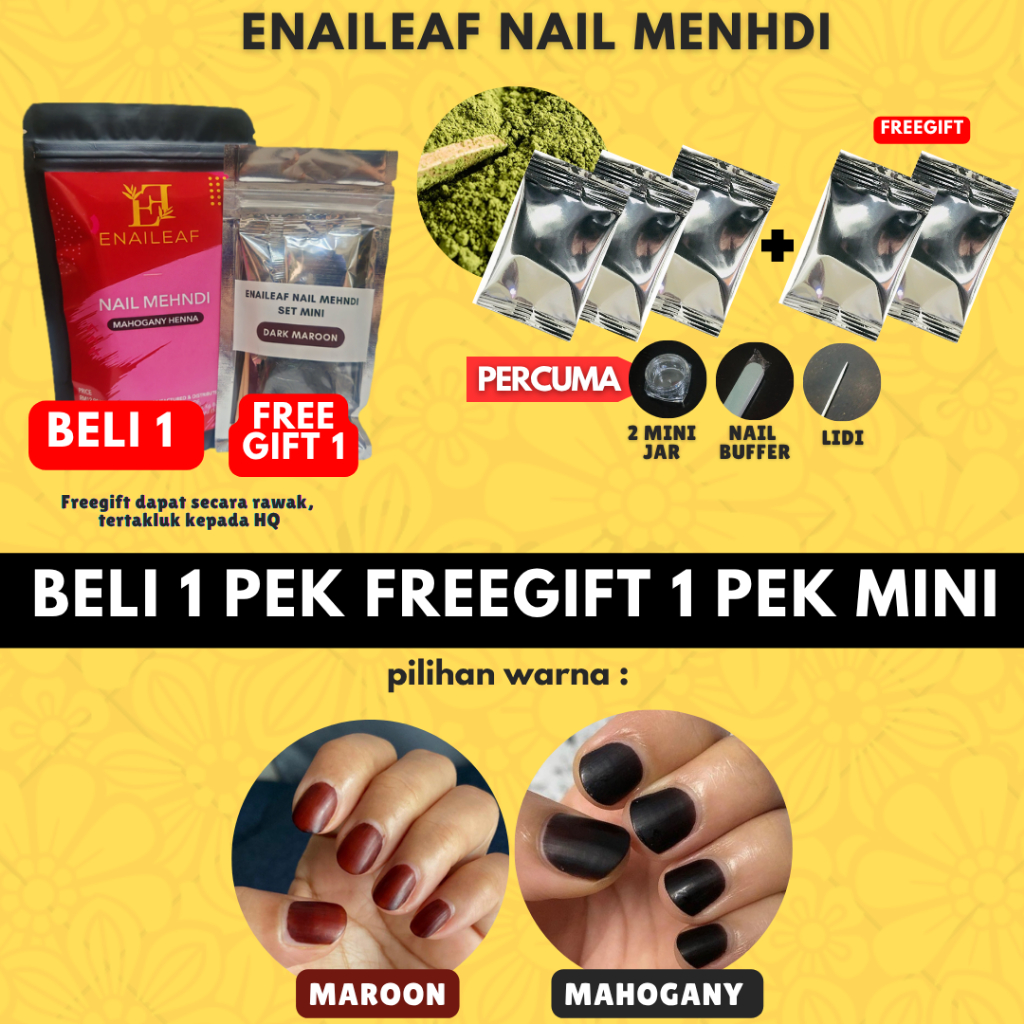 BLACK MAHOGANY LEAF HENNA ENAILEAF MINI SET NAIL HENNA COLOR LEAF HENNA NON-FADING