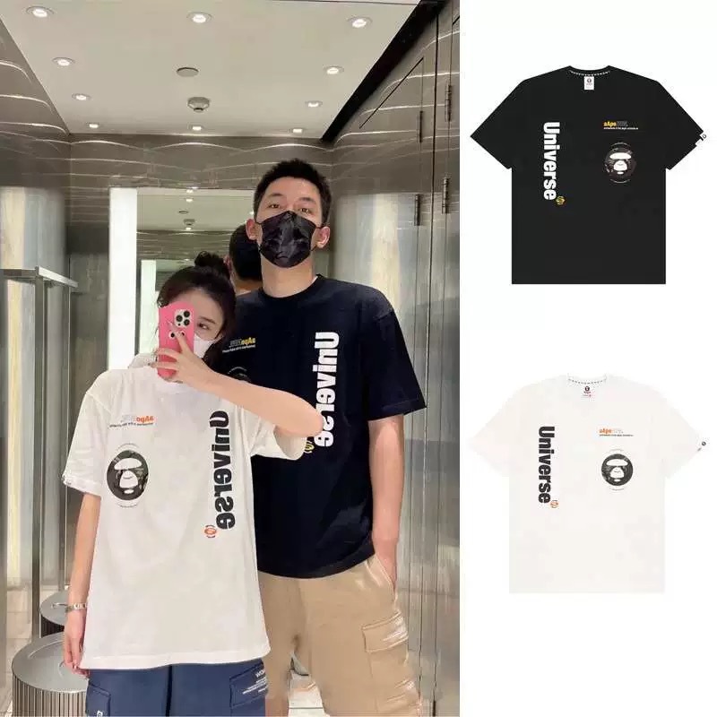 AAPE T เสื้อลายพราง ape พิมพ์ผ้าฝ้ายแท้คอกลมคู่แขนสั้น T เสื้อผู้ชาย AAPE
