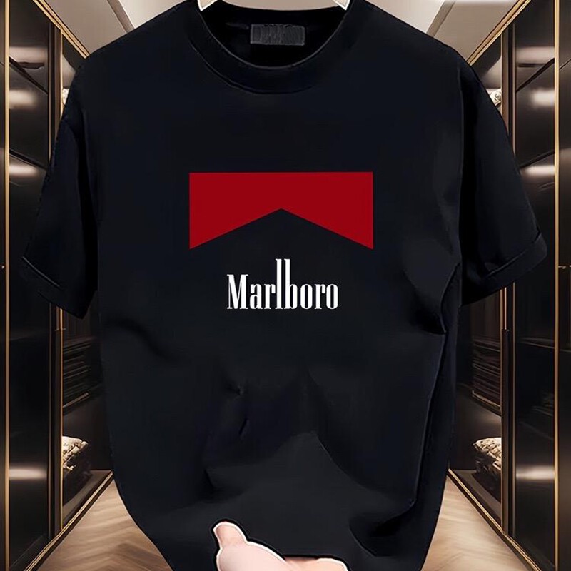 Baju T-Shirt Marlboro Style Retro Logo Design Unisex Oversize Cotton Tee