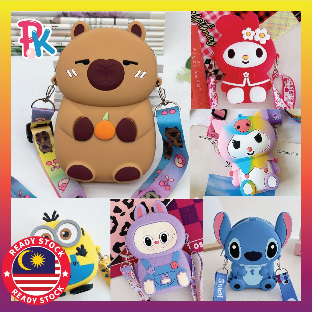 Beg Baby Kids Bag Beg Budak Silicone Crossbody Soft Sling Bag Cartoon Kid Boy Girl Cute Comel Porch 