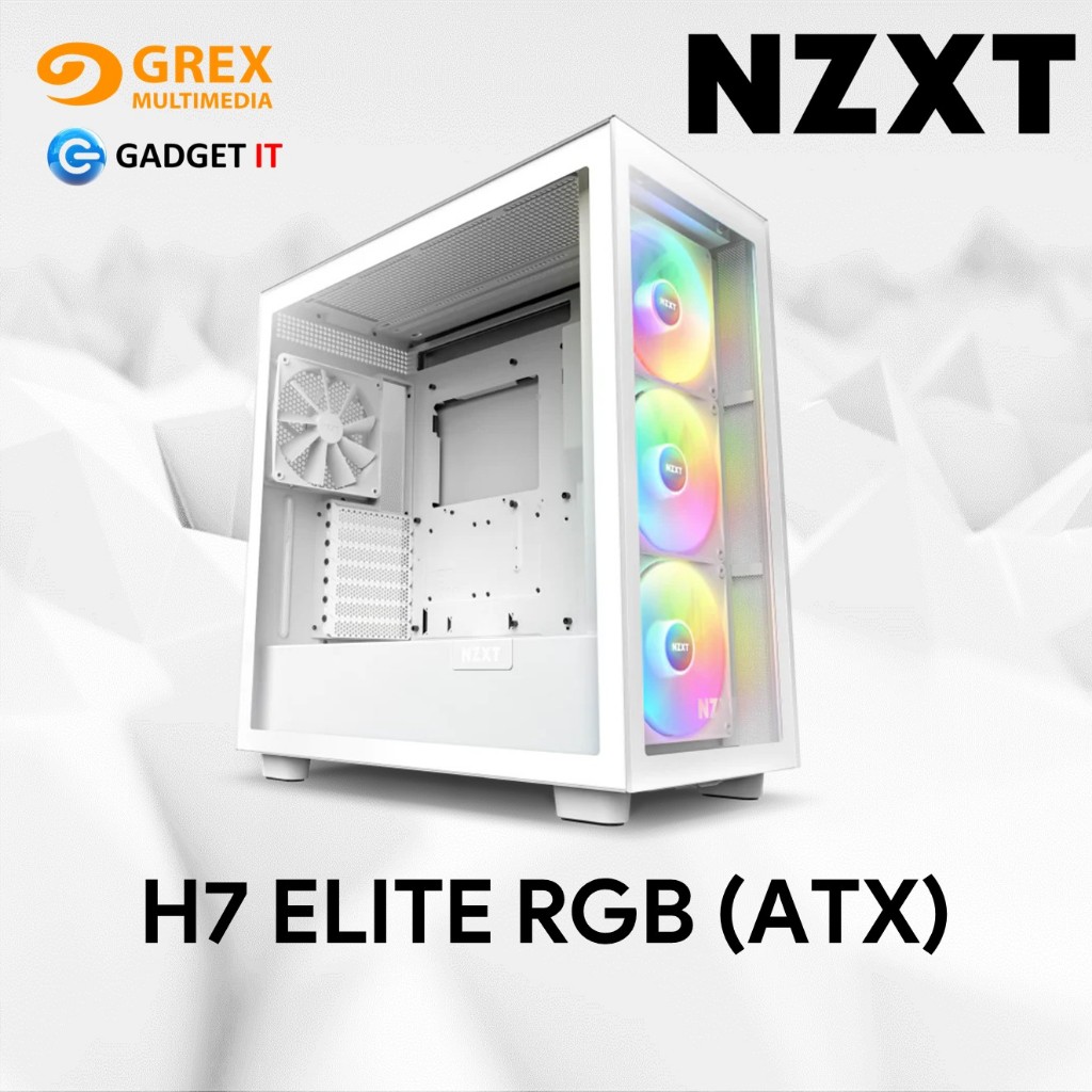NZXT H7 ELITE RGB 2023 PREMIUM MID-TOWER HIGH AIRFLOW ATX PC CASE (สีขาว) GADGET IT