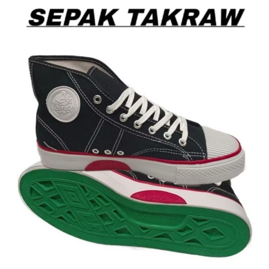 [ขนาด 39-44] Warrior Classic High Cut Kasut Tak Kasut Sepak Tak Hitam The Warrior รองเท้าลําลองสีดํา