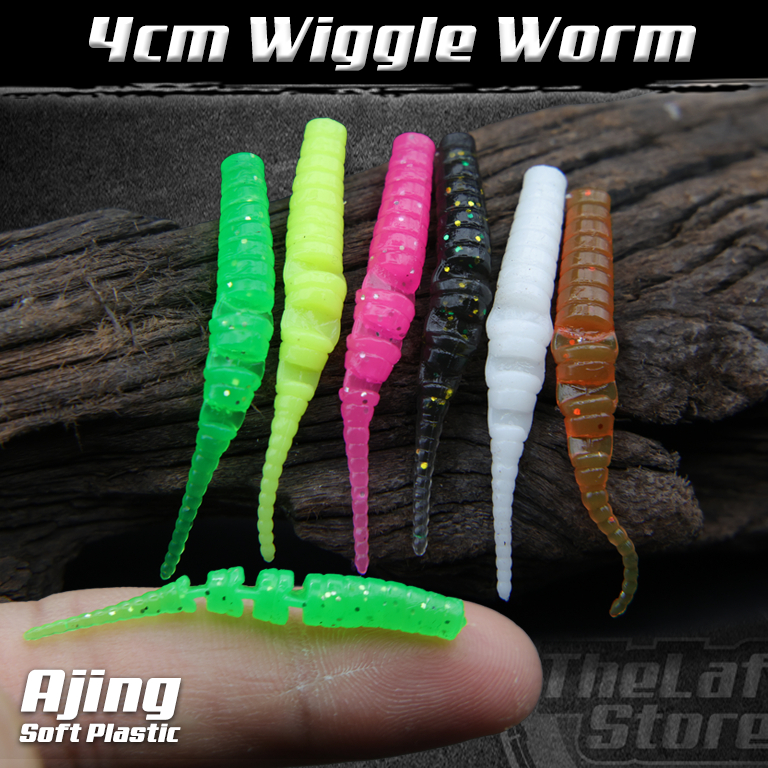 Wiggle Worm 4 ซม.1 แพ็ค/20 ชิ้นเหยื่อตกปลา Ajing Umpan Pancing Casting Worm Softplatic Ultralight