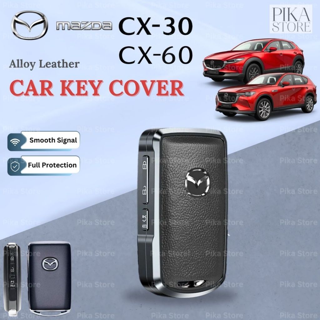 Mazda 3 CX30 CX60 CX5 CX8 ฝาครอบกุญแจอลูมิเนียมหนัง Sarung Kunci Mazda CX30 CX60 อุปกรณ์เสริม