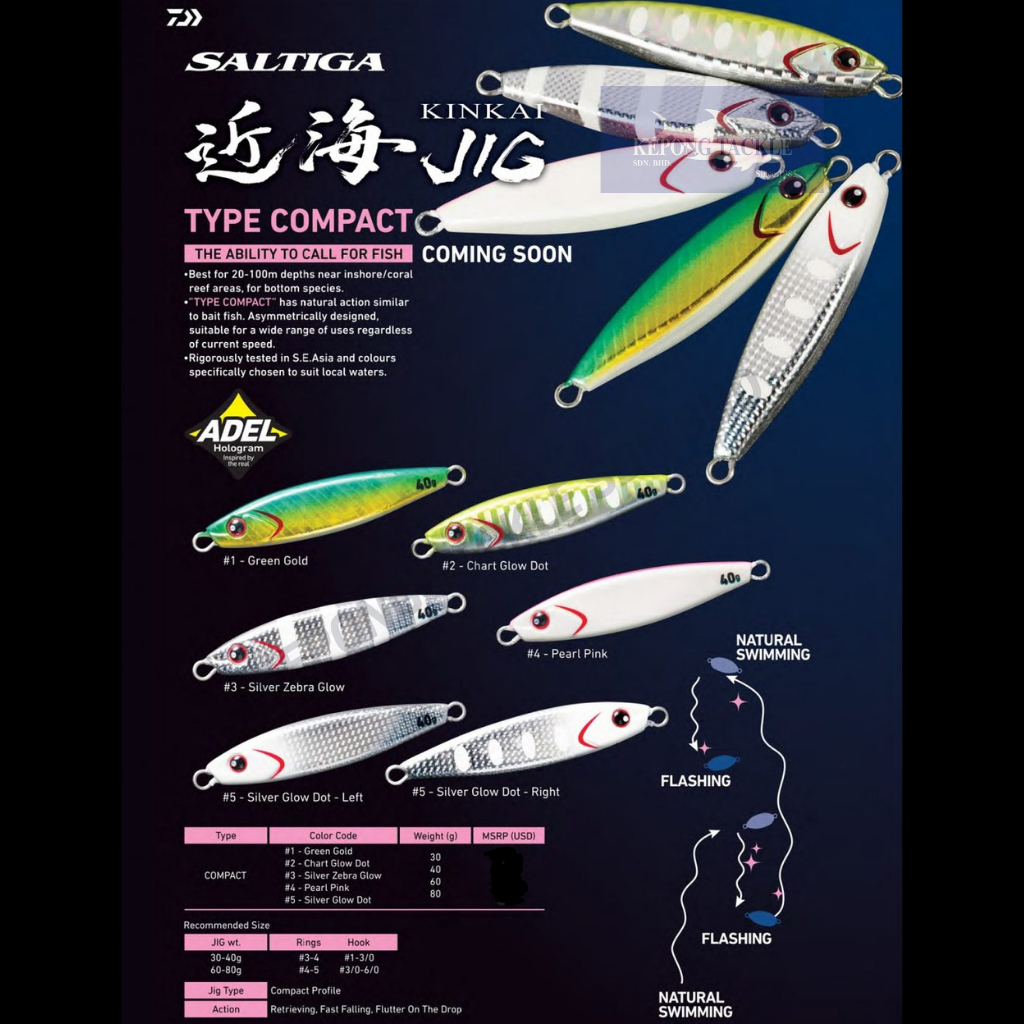 2024 DAIWA KINKAI JIG (TYPE COMPACT) 30g 40g 60g 80g 100g Fishing Jig Lure Pancing Jig