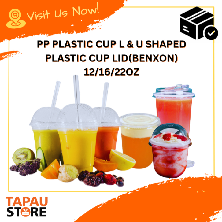 (BON)ถ้วยพลาสติก PP L & U SHAPED 12/16/22OZ/PLASTIC CUP LID