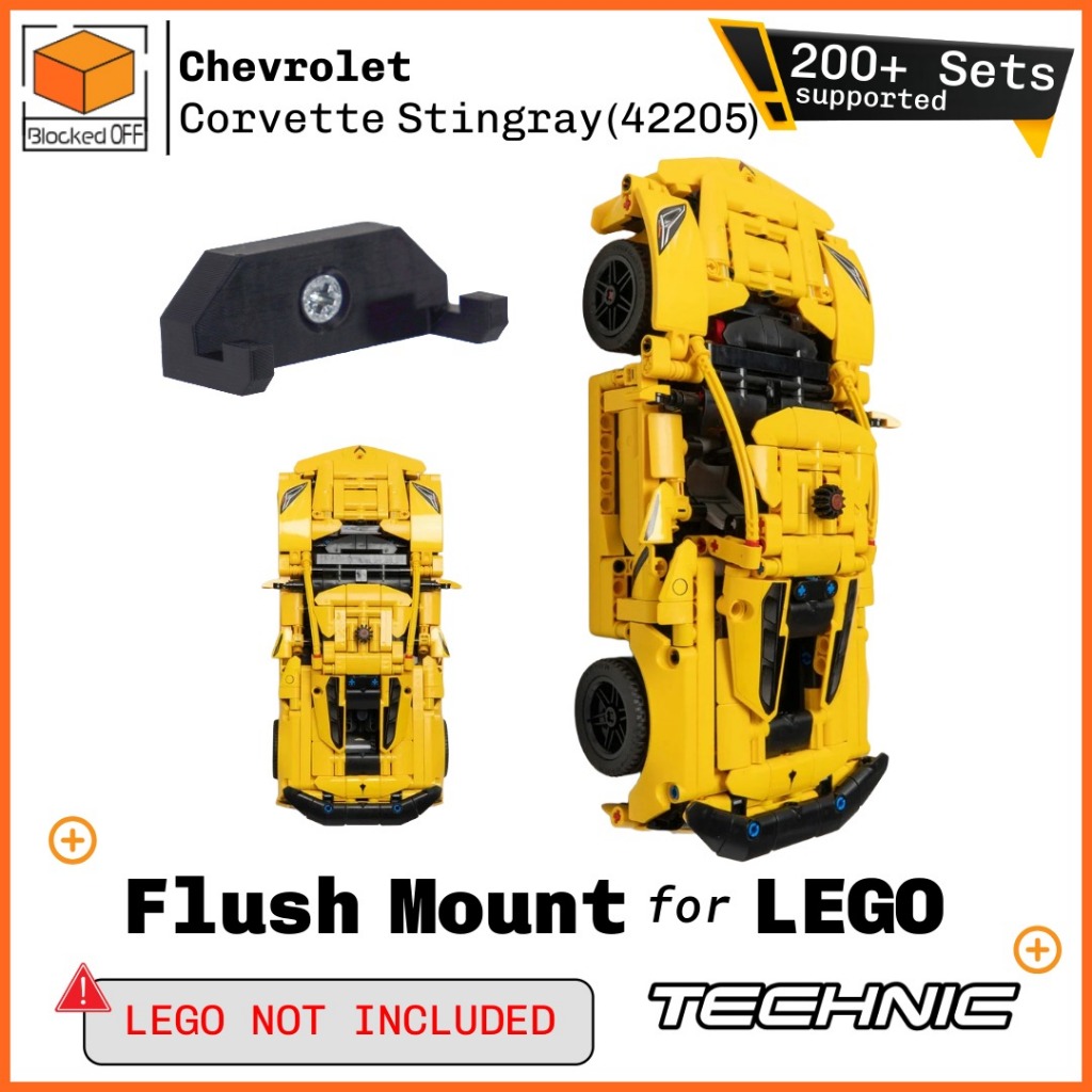 Flush Wall Mount สําหรับ Lego Technic Chevrolet Corvette Stingray (42205)