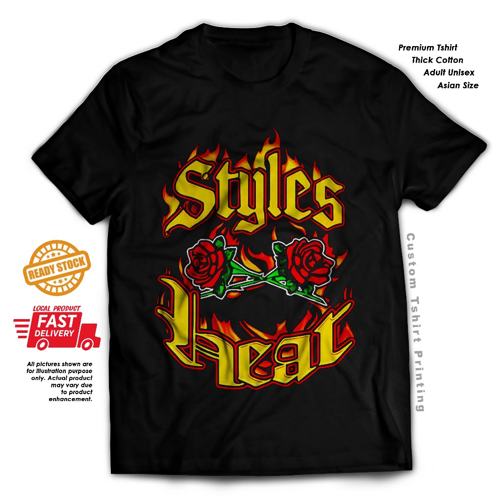 Styles Heat AJ Styles Tribute to Eddie Guerrero wwe เสื้อยืดผ้าฝ้ายมวยปล้ํา