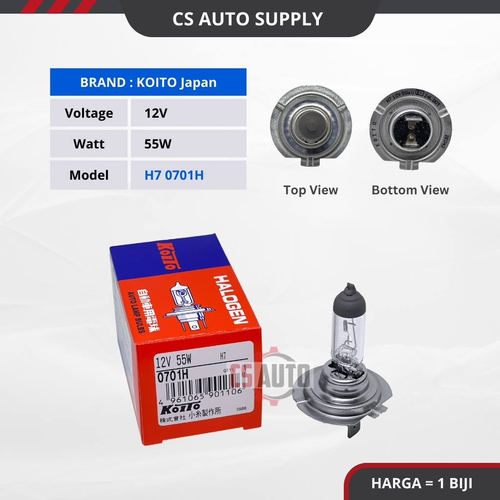 CS 1 ชิ้น Koito ญี่ปุ่น H7 Sebiji 12V 55W หลอดไฟ 2pin สําหรับ Proton Savvy, Saga FLX