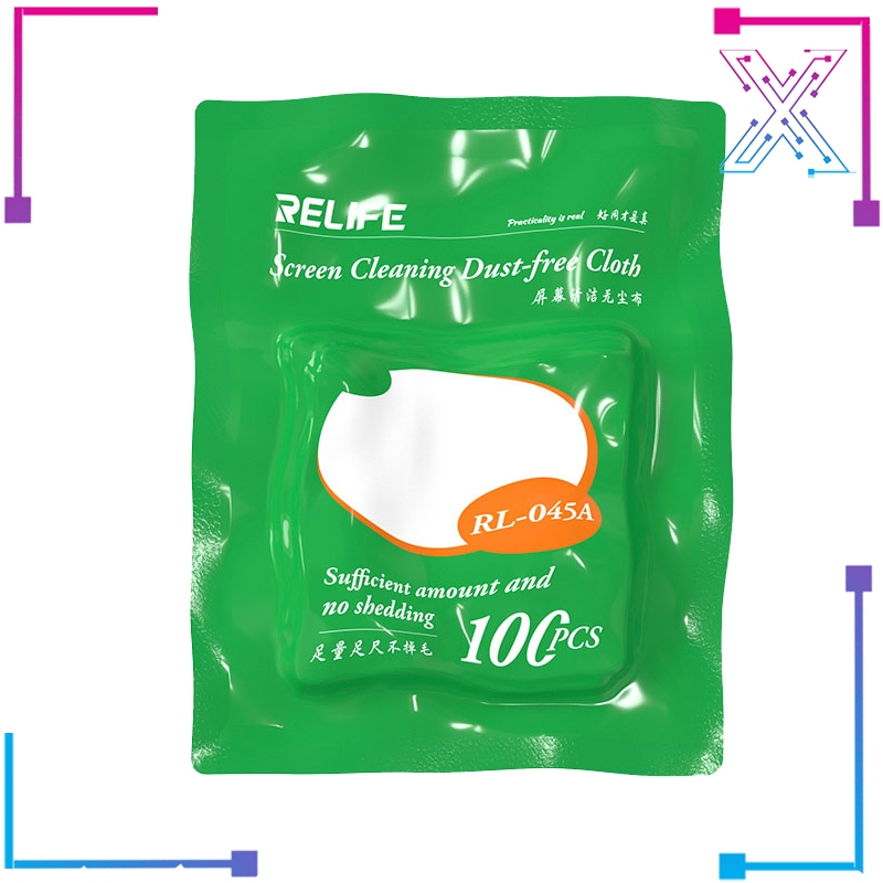 Relife RL-045A ทําความสะอาดหน้าจอผ้าไร้ฝุ่น LCD เลนส์ซ่อมเครื่องมือ Kain Cuci LCD (100 ชิ้น)