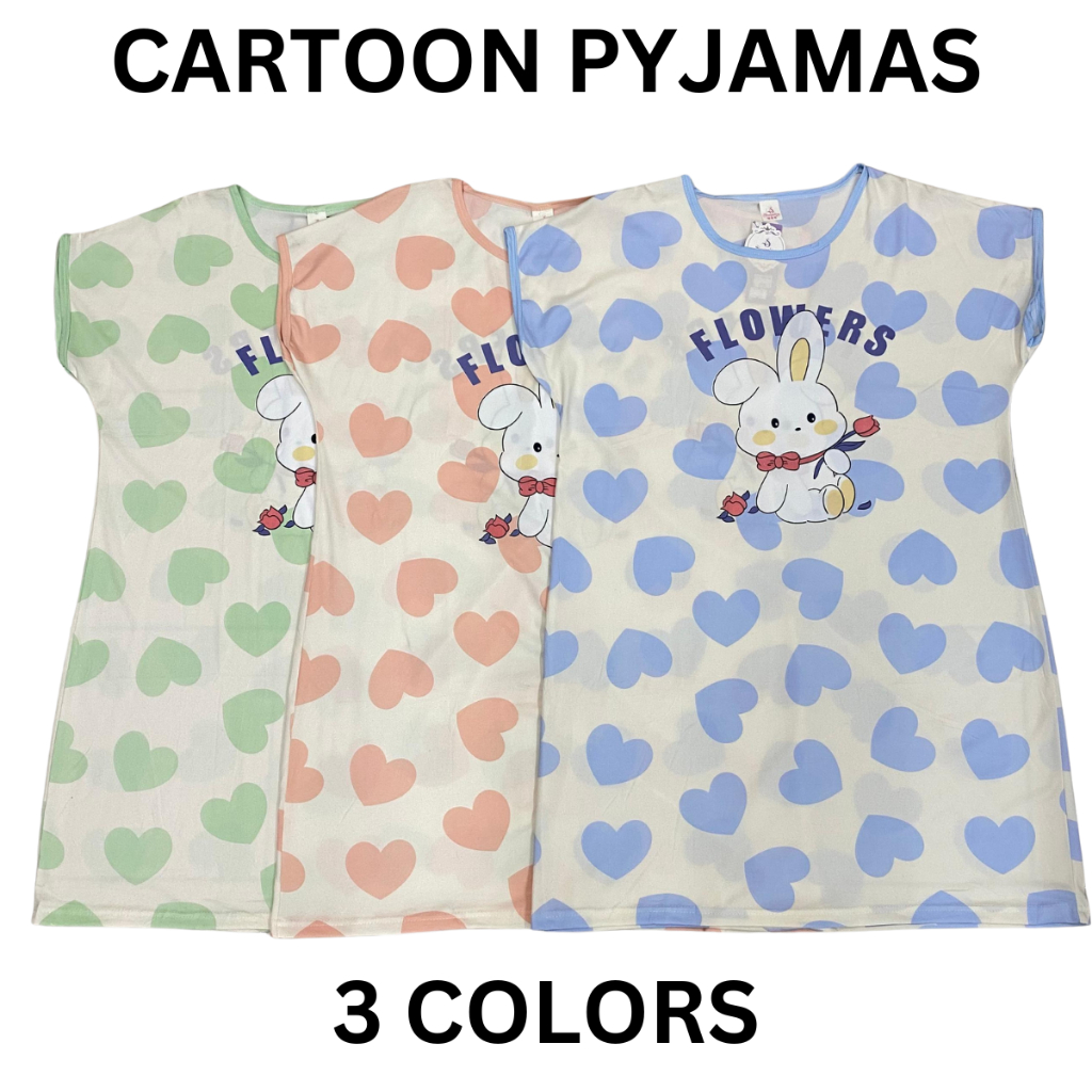 ชุดนอน PAJAMAS DRESS BTH06/19  ฟรีไซส์ผู้หญิงชุดนอนชุดนอนแขนสั้น Baju Tidur Perempuan Night Dresses 