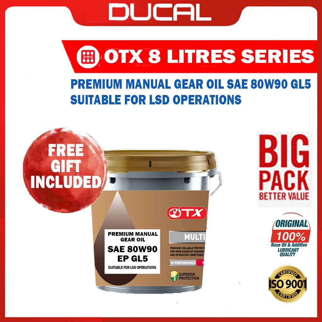 DUCAL OTX MANUAL GEAR OIL LSD SAE80W90 EP-GL5 8L (สําหรับ ManUAL GEARBOX) รวม MINYAK GEAR OIL SAE80W