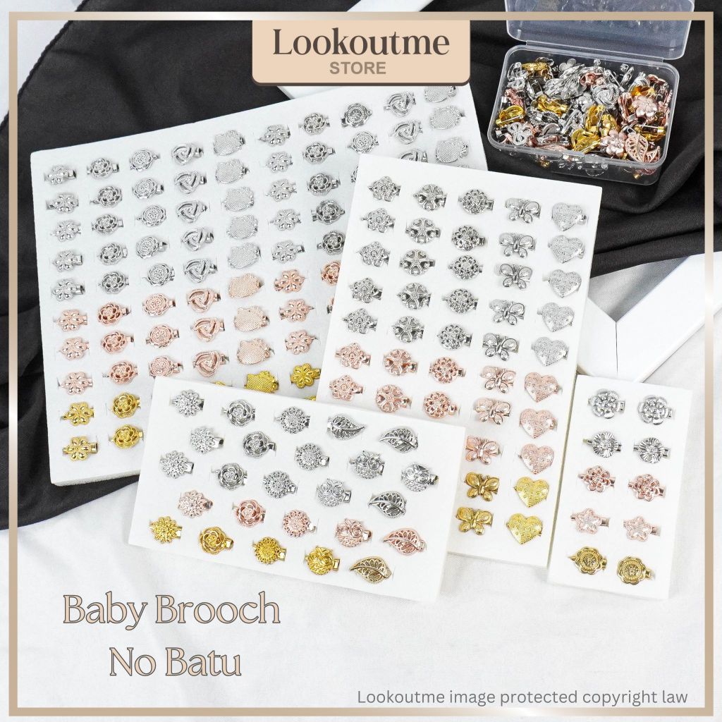 Lookoutme เข็มกลัดเด็กธรรมดาไม่มีเพชร 10 ชิ้น/25 ชิ้น/50 ชิ้น/100 ชิ้น Kerongsang Pin Tudung ผ้าคลุมไหล่ Bawal Hijab แฟชั่น
