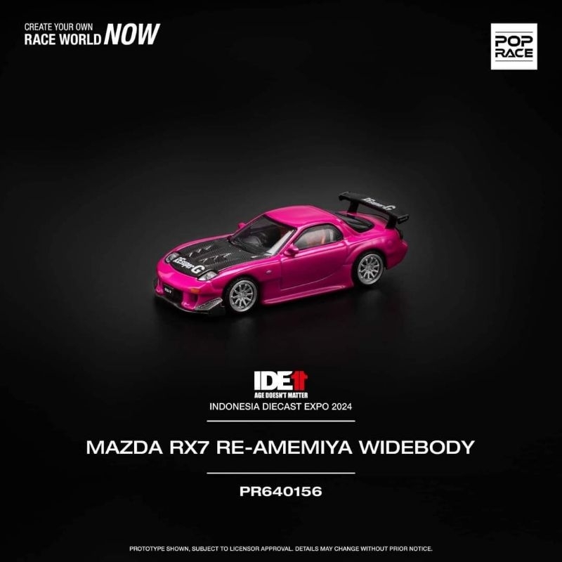 [Pop Race]	Pop Race x Diecast Expo 2024 - PR640156 Mazda RX7 RE-Amemiya Widebody - สีชมพู D82