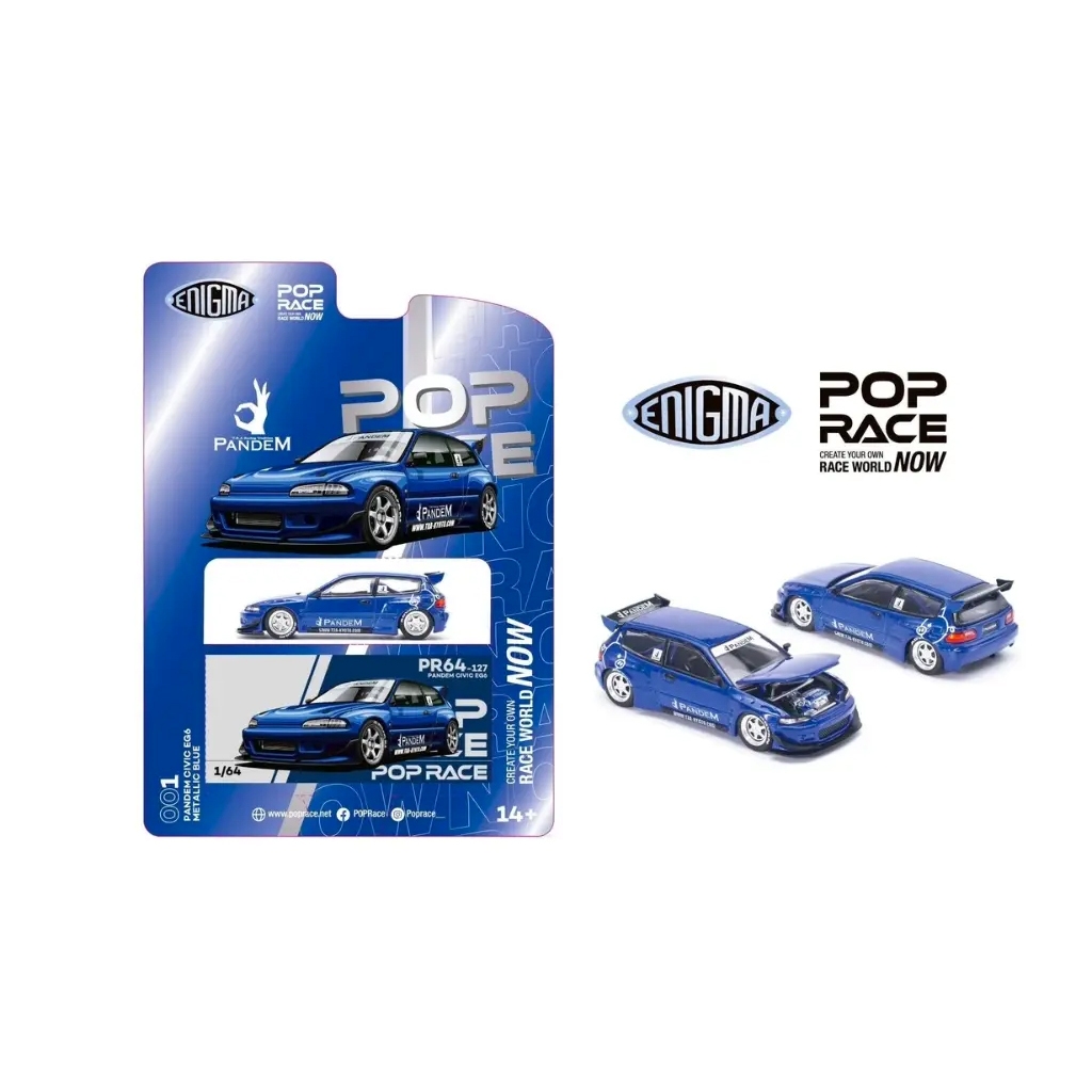 Pop Race X Enigma 1/64 - Pandem Civic EG6 V1.5 (เมทัลลิกบลู)