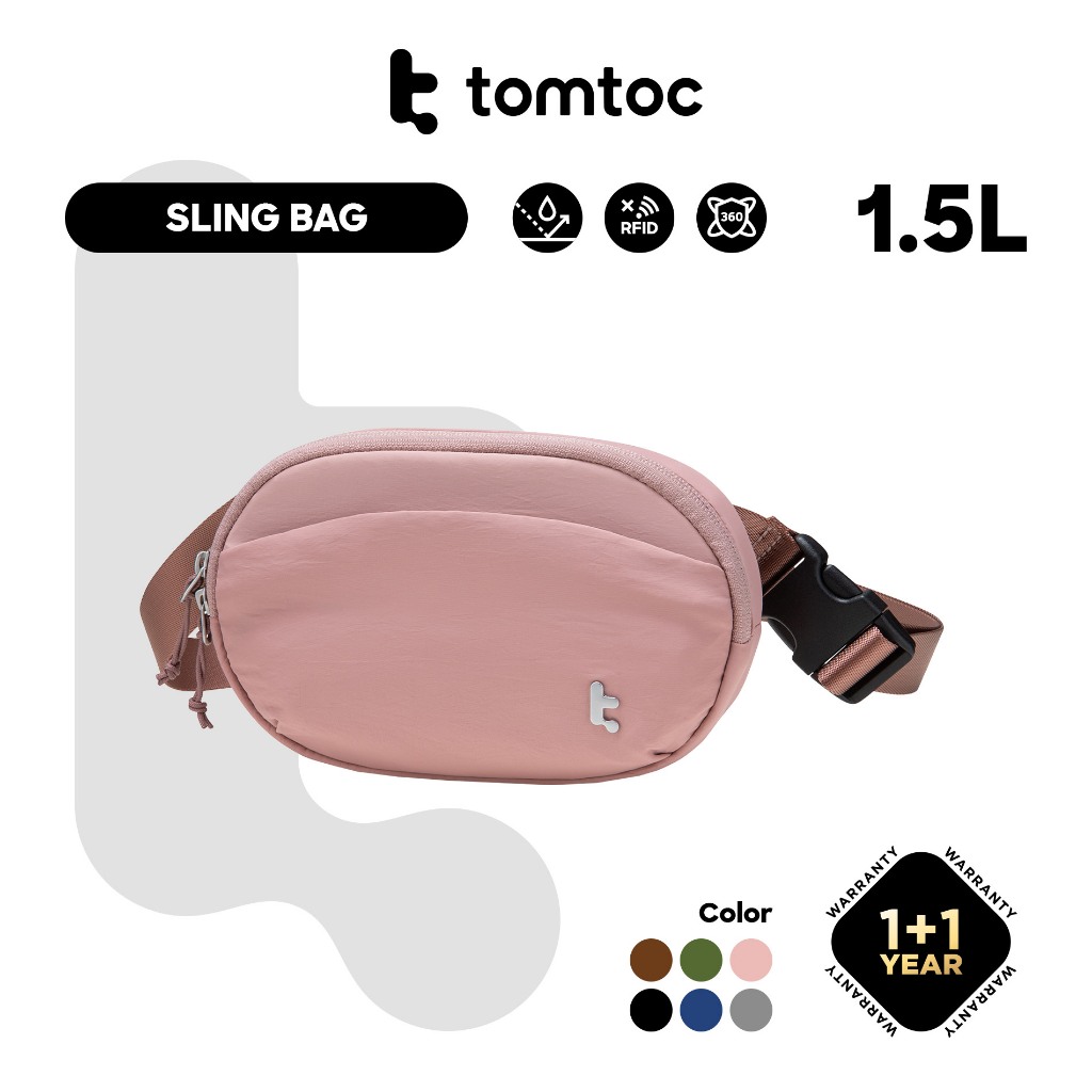Tomtoc T32 กระเป๋าสะพายข้างผู้หญิงทุกวันกระเป๋าเข็มขัดแฟชั่นกระเป๋าคาดเอวพร้อม RFID Blocking - Beg S