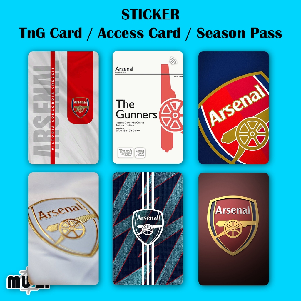 Arsenal TnG การ์ดสติกเกอร์ NFC กันน้ําหนา Hard วัสดุ Arsenal Touch n Go การ์ดสติกเกอร์ Premier LeagueTnG 贴纸