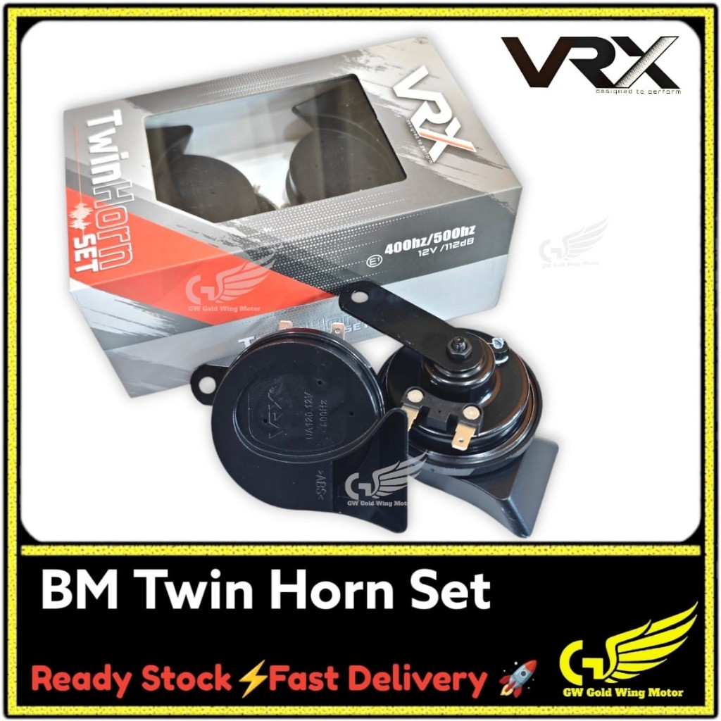 VRX BM TWIN HORN SET UA120 12V Universal Loud Waterproof 400hz/500hz