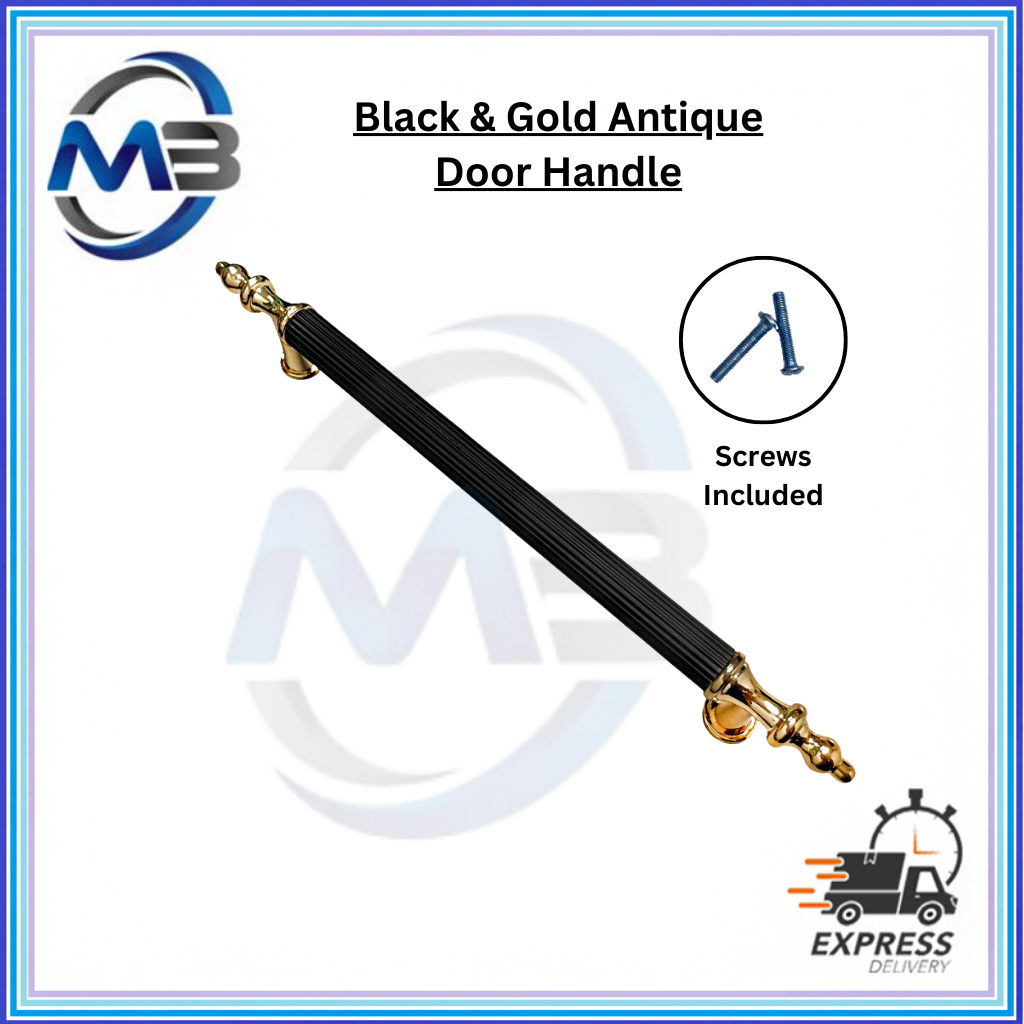 Pemegaang Pintu Perabot Almari Furniture Classic Vintage Handle Antique Black & Gold Handle สําหรับม
