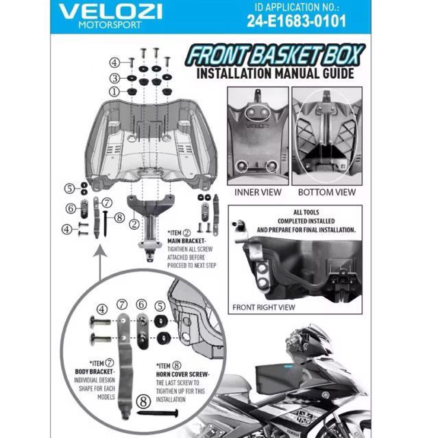 VELOZI ตะกร้าตะกร้า PVC ตะกร้า BAKUL พร้อมตัวยึด ASSY Y15ZR V1 V2 Y16 ABS LC135 V2 V3 V4 V5 V6 V7 V8 - รูปที่ 2