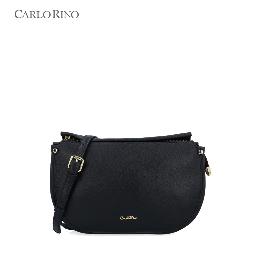 Carlo Rino Reeves Leather Crossbody Bag - สีดํา