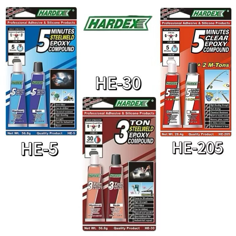HARDEX HE5 30 205 Ton Steelweld Epoxy Compound 3jenis