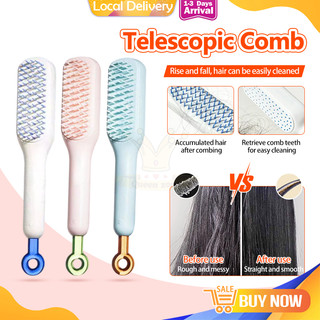 Hair Comb Brush One-Pull Hair Comb Retractable Comb Sikat Rambut Anti-Static Hairdressing Massage Comb Smooth 梳子