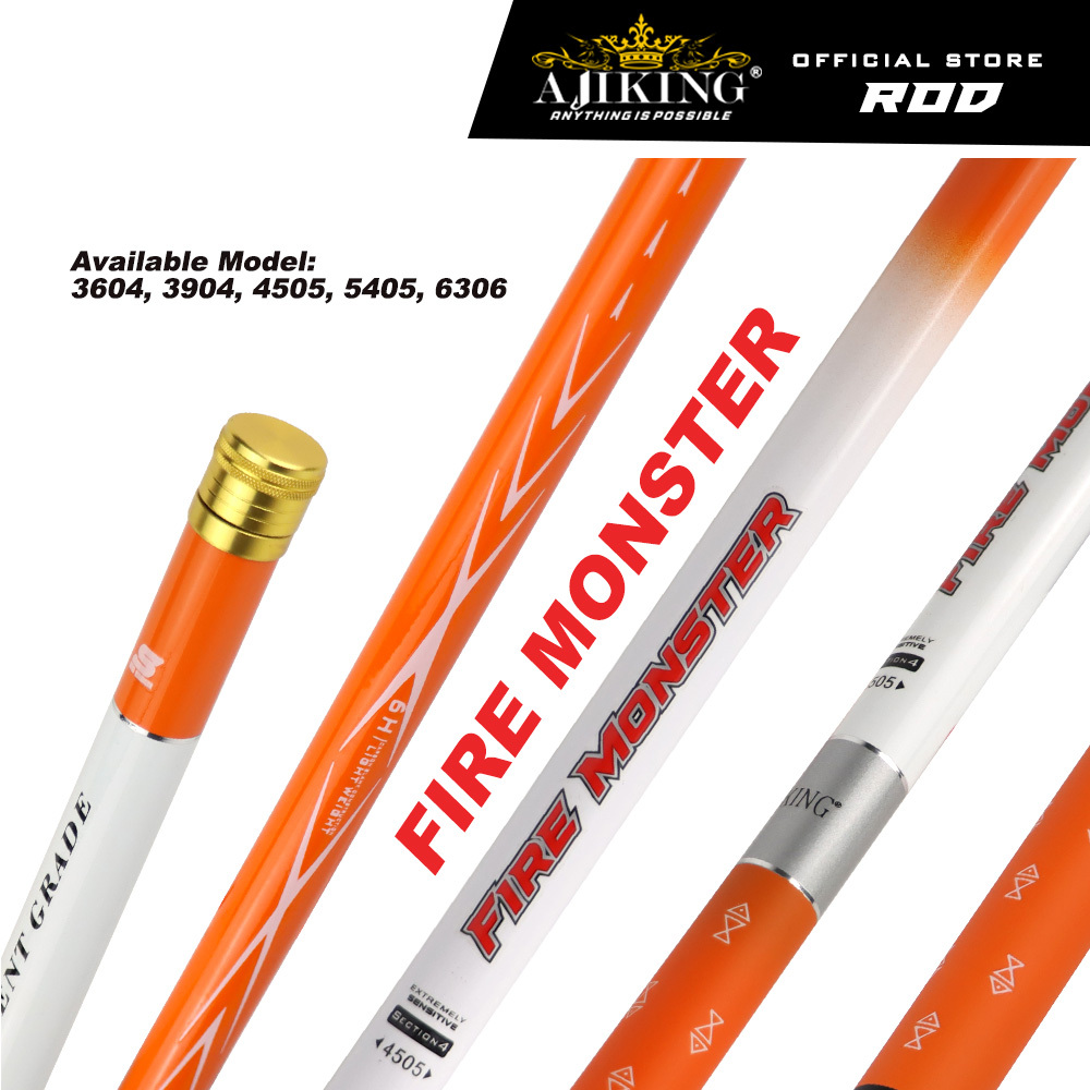 Ajiking Fire Monster Telescopic Pole (3.6M-6.3M) Fishing Pole Carbon Pole Fishing Rod Joran Pancing